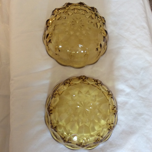 Amber scalloped rim Depression glass bowl set 3 pc - Picture 6 of 12